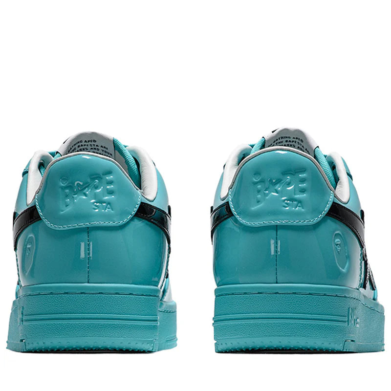 001FWL801301-BLU A Bathing Ape Bape Sta #1 Turquoise Blue Black Patent Leather