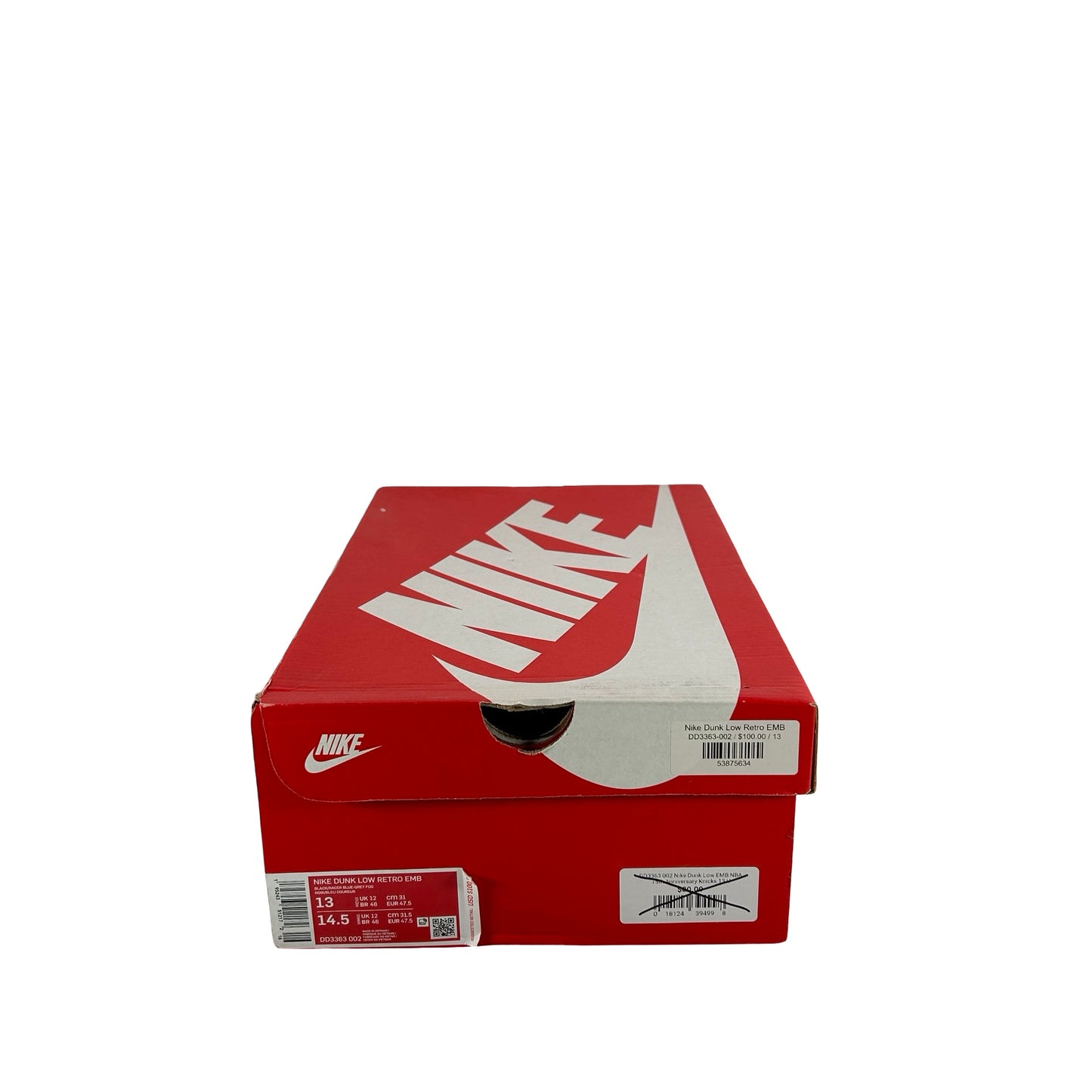 DD3363 002 Nike Dunk Low EMB NBA 75th Anniversary Knicks [USED] - 13 M (Used)