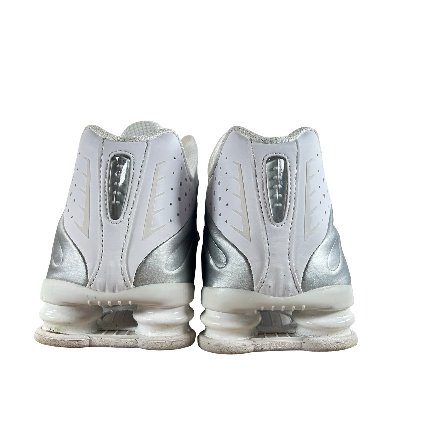 HQ1988 101 Nike Shox R4 White Bright Crimson Metallic Silver [USED] - 13 M (Used) (No Box)