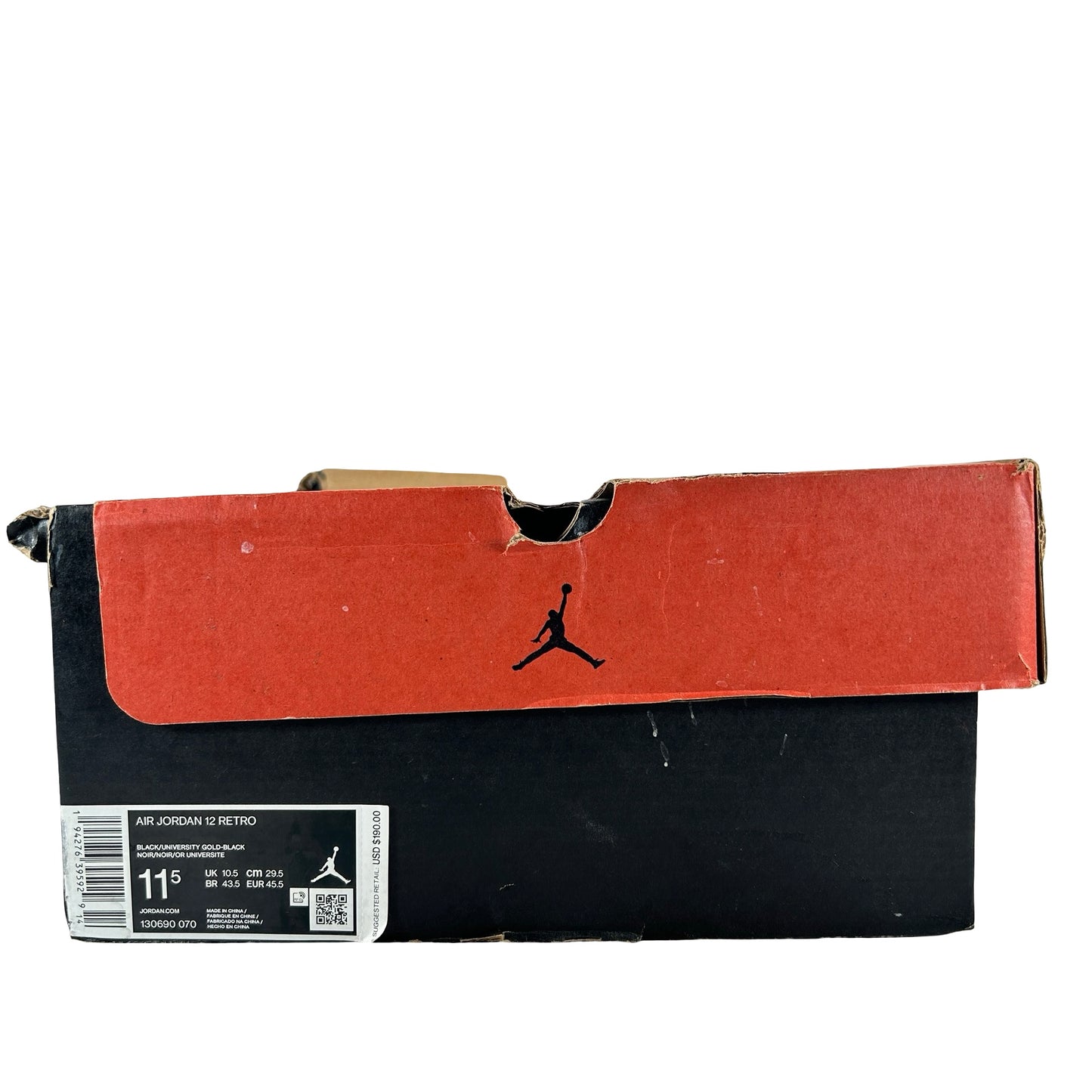 130690 070 Jordan 12 Black University Gold [USED] - 11.5 M (Used)