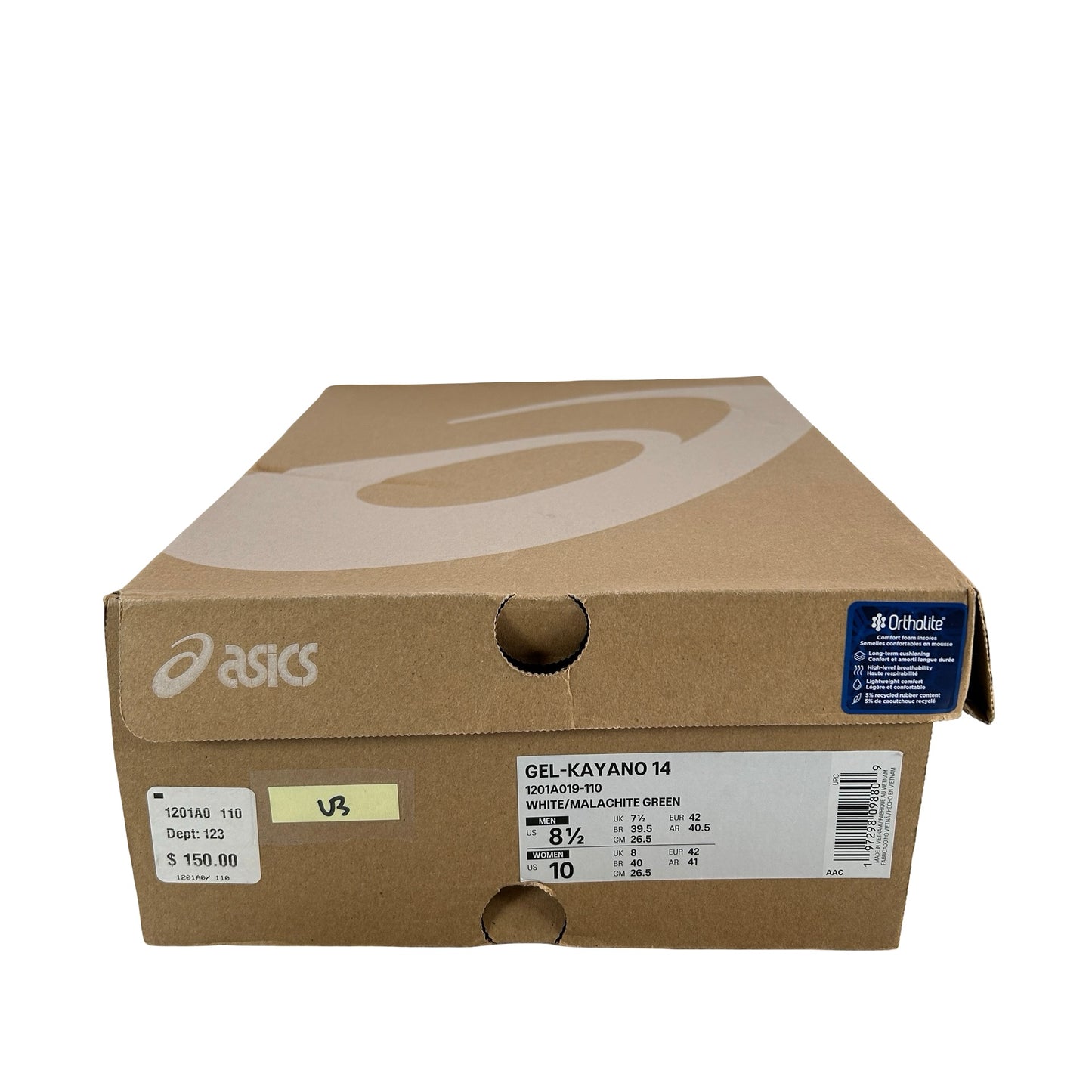 1201A019 110 ASICS Gel-Kayano 14 White Malachite Green [USED] - 8.5 M (Used3)