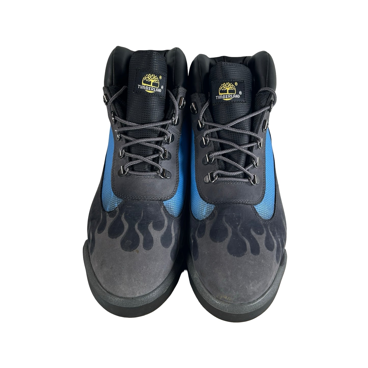 TB0A5PV4 W08 Timberland Field Boot Mid Grey Nubuck Blue Loso Flames [USED] - 11 M (Used)
