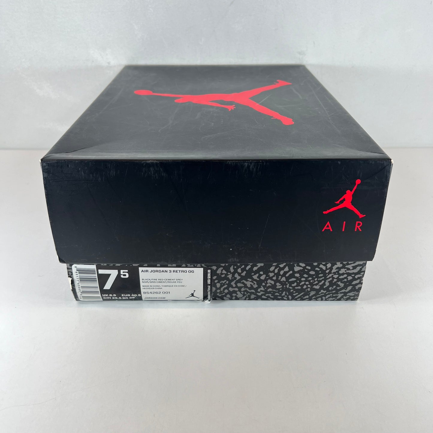 854262 001 Jordan 3 Black Cement 2018 [USED] - 7.5 M (Used)