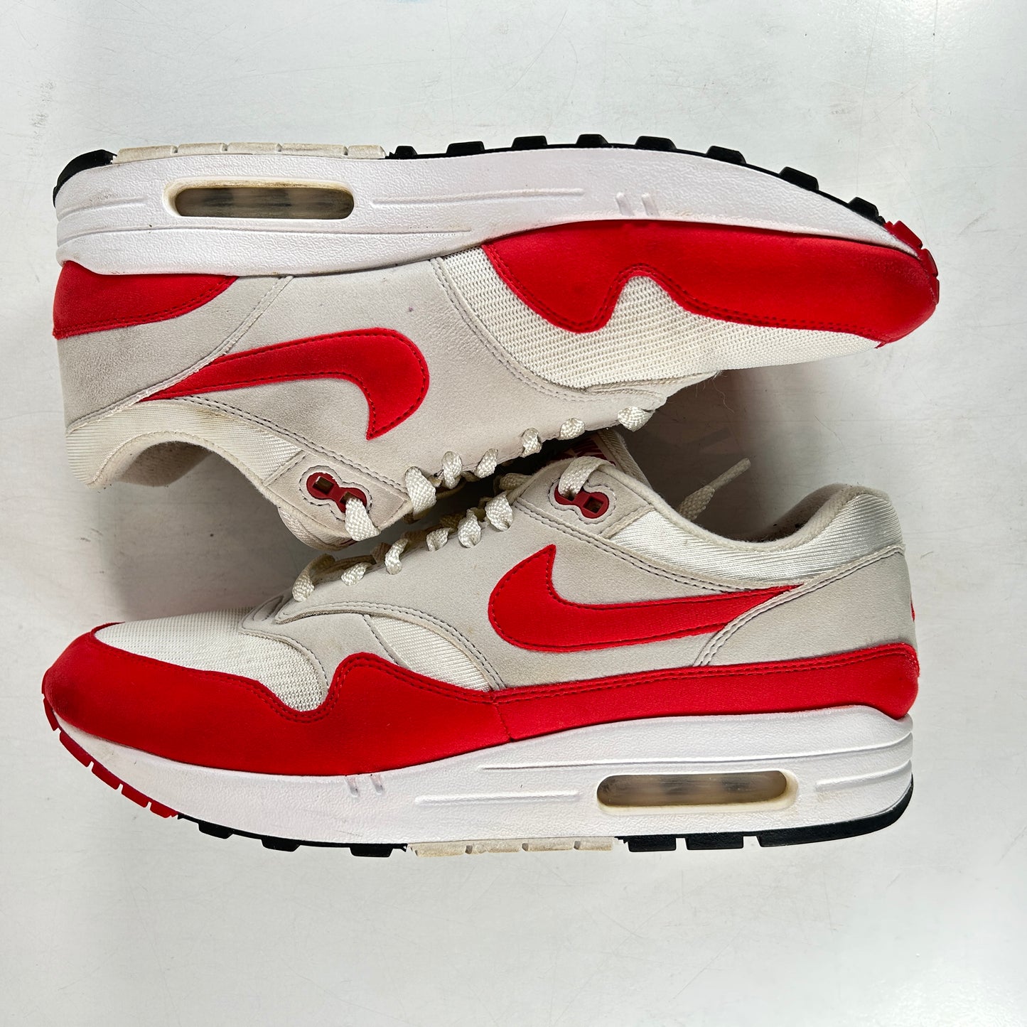 908375 103 Nike Air Max 1 Anniversary Red (2017/2018 Restock Pair) [USED] - 10 M (Used) (No Box)