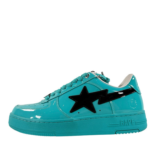 001FWL801301BLU A Bathing Ape Bape Sta #1 Turquoise Blue Black Patent Leather