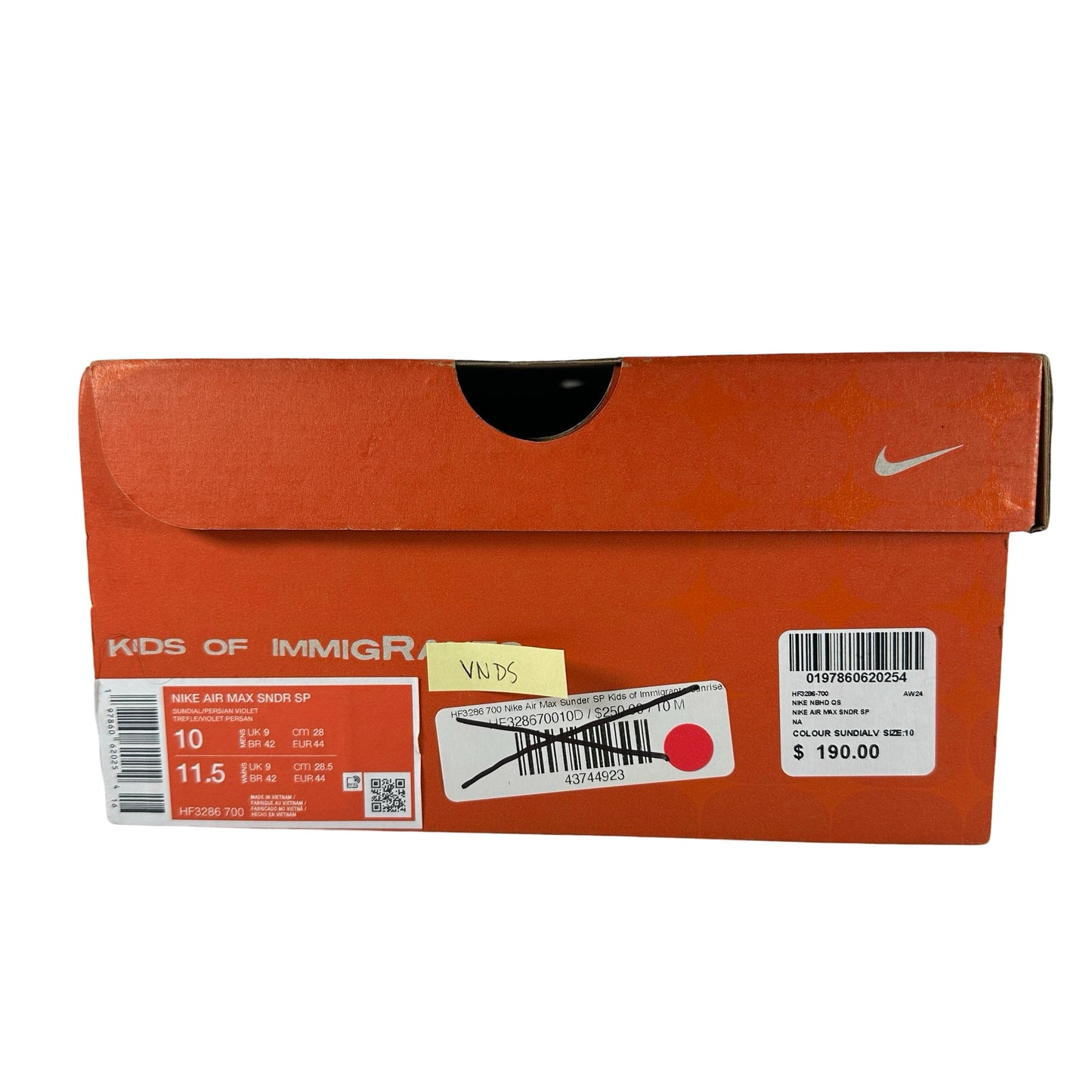 HF3286 700 Nike Air Max Sunder SP Kids of Immigrants Sunrise [USED] - 10 M (VNDS)