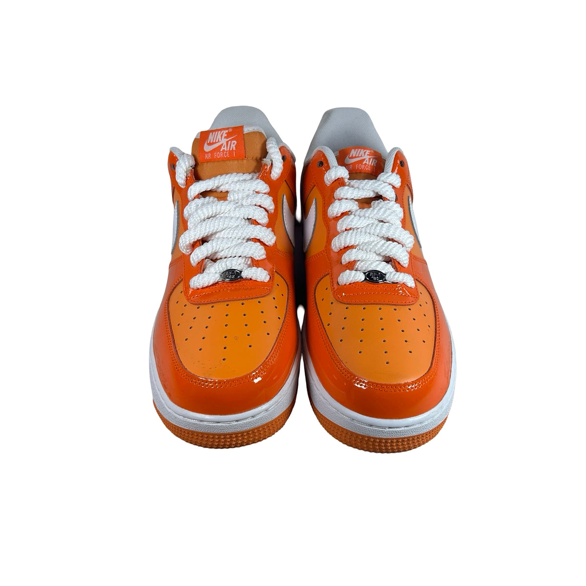 HV9405 800 Nike Air Force 1 Low '07 Orange White Patent [USED] - 11.5 M (Used)