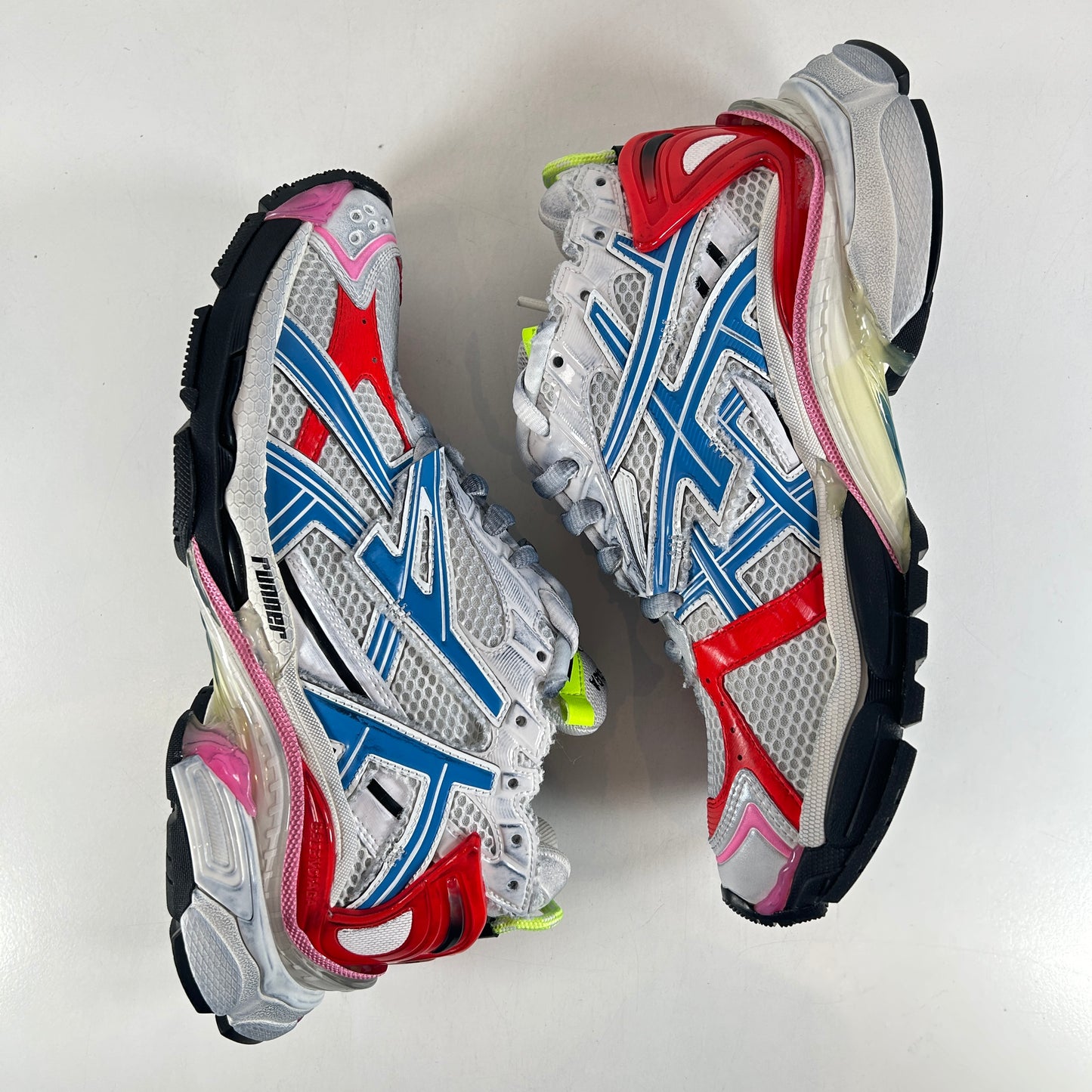 677403W3RB6 Balenciaga Runner Sneakers 'White Blue Red Mesh and Nylon' [USED] - 41 M (Used)