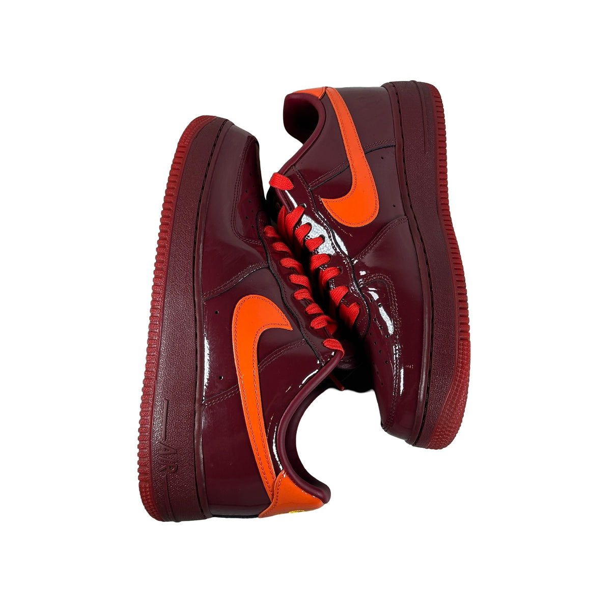 IO4489 601 Nike Air Force 1 Low Patent Leather Dark Team Red Safety Orange [USED] - 9 M (Used2)