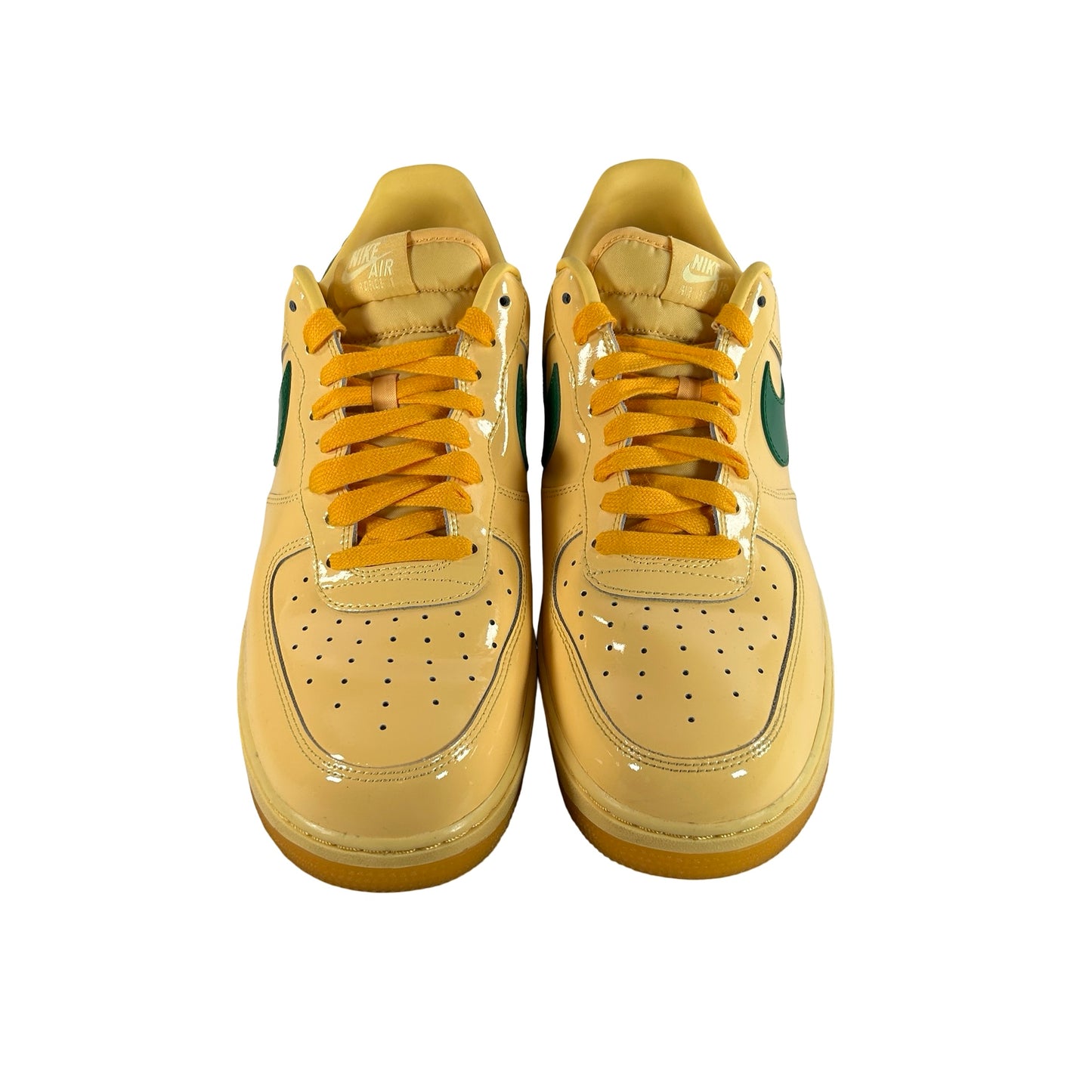 IO4489 700 Nike Air Force 1 Low Patent Leather Topaz Gold Pine Green [USED] - 14 M (Used)