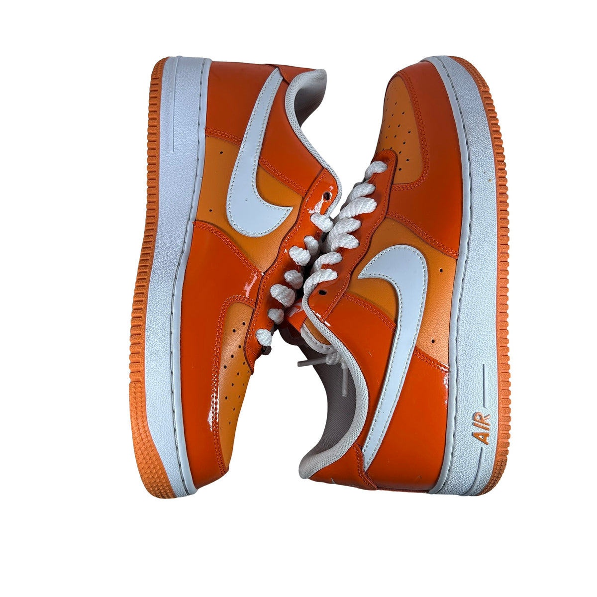 HV9405 800 Nike Air Force 1 Low '07 Orange White Patent [USED] - 11.5 M (Used)