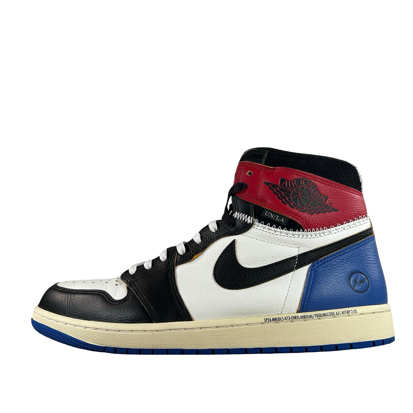 IO7847 002 Jordan 1 Retro High OG SP Fragment x Union LA Varsity Red Sport Royal [USED] - 13 M (Used)