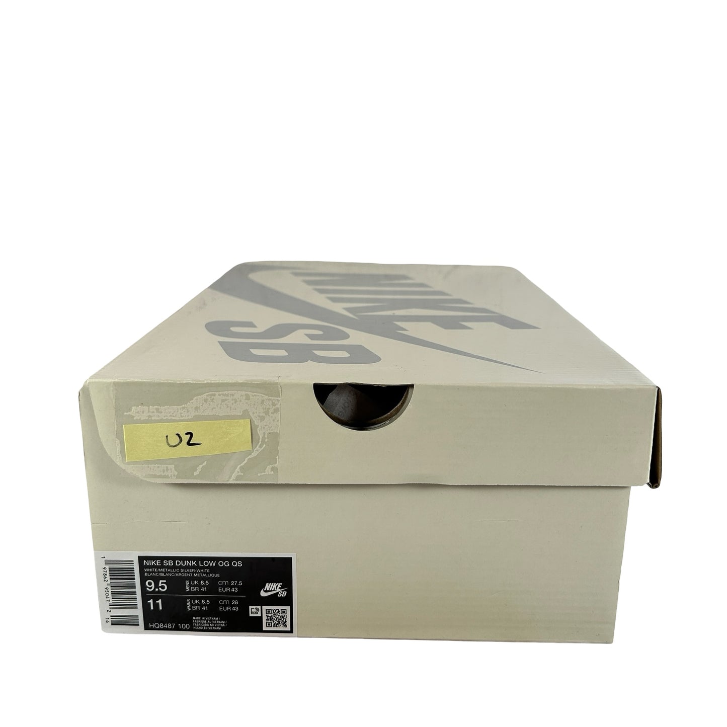 HQ8487 100 Nike SB Dunk Low Supreme 94 White Metallic Silver [USED] - 9.5 M (Used2)