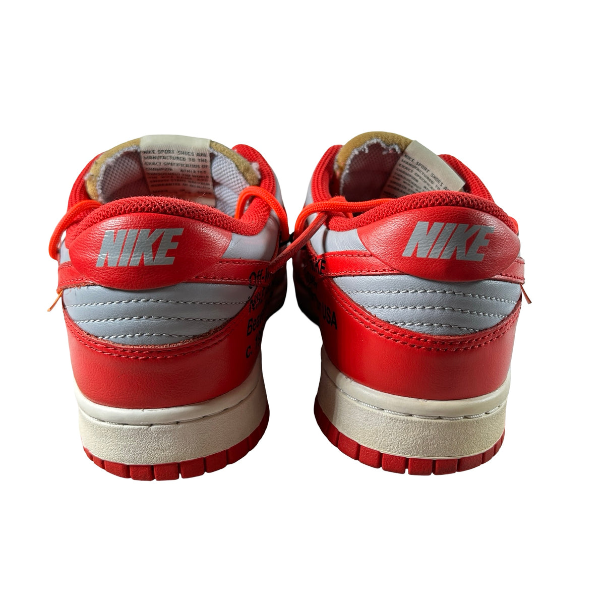 CT0856 600 Nike Dunk Low Off-White University Red [USED] - 8 M (Used) (Replace Box)