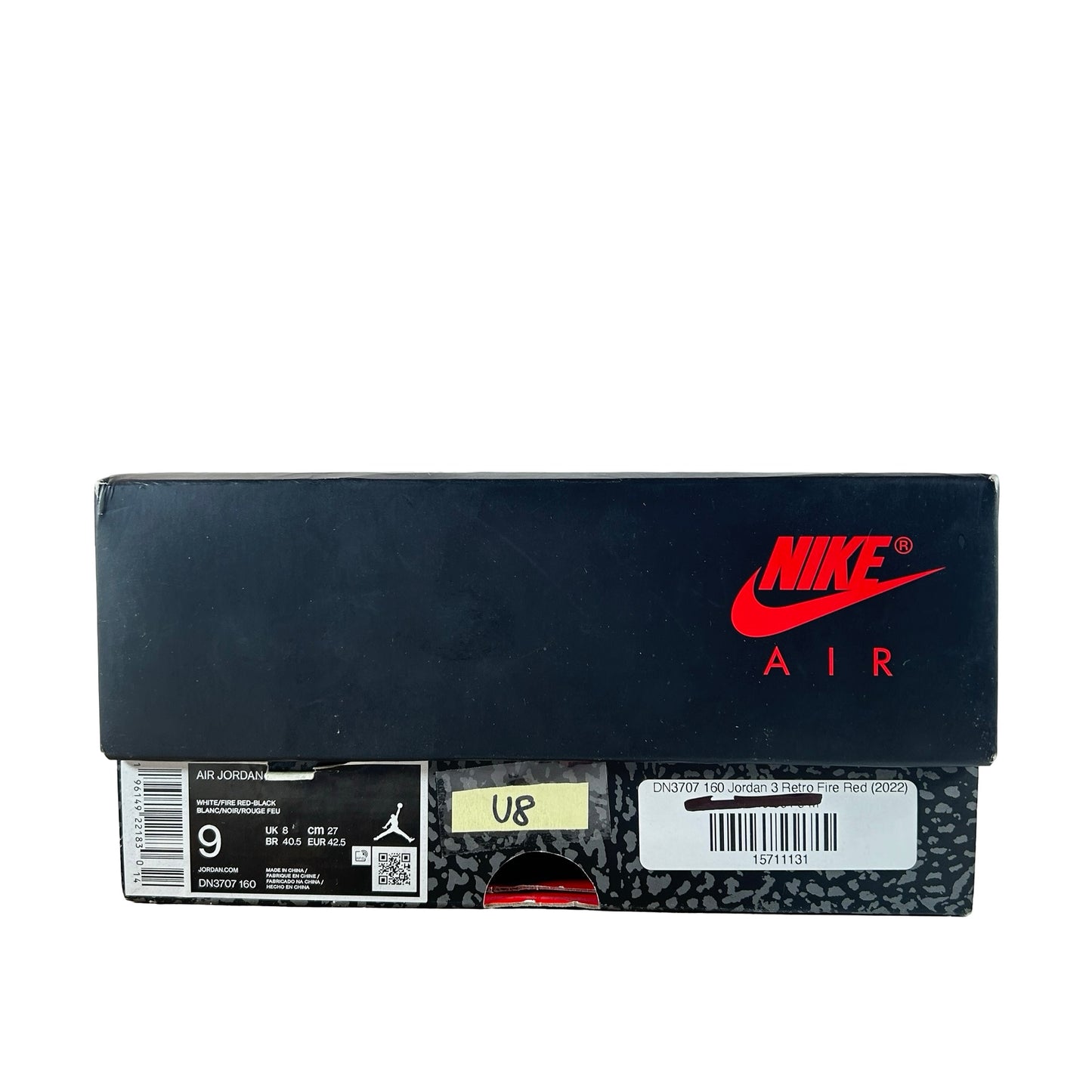 DN3707 160 Jordan 3 Retro Fire Red (2022) [USED] - 9 M (Used8)