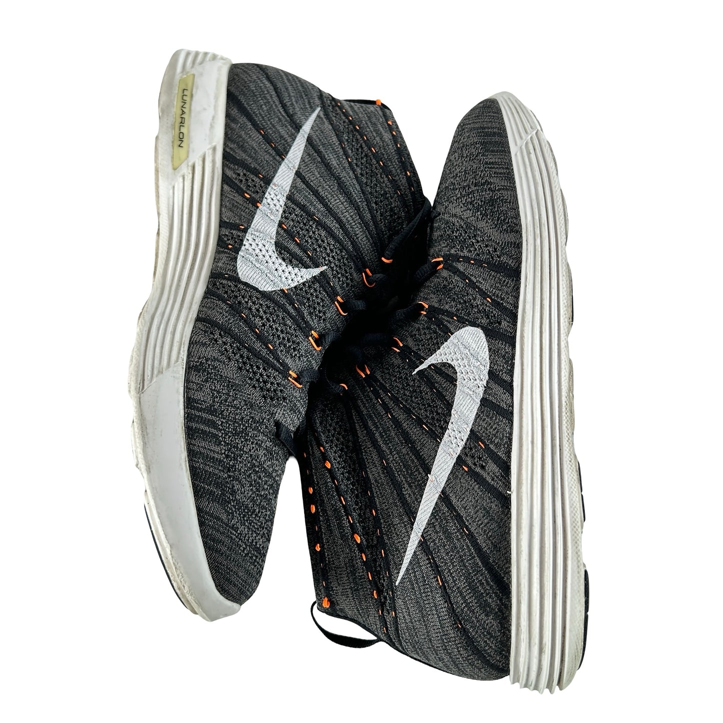 554969 081 Nike Lunar Flyknit Chukka Midnight Fog Total Orange [USED] - 12 M (Used)