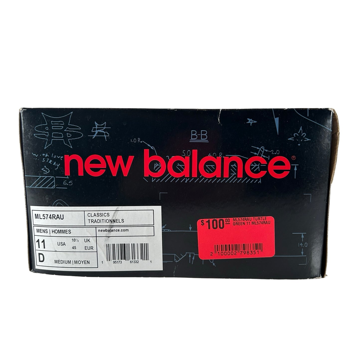 ML574RAU New Balance 574 Stray Rats Green [USED] - 11 M (Used)