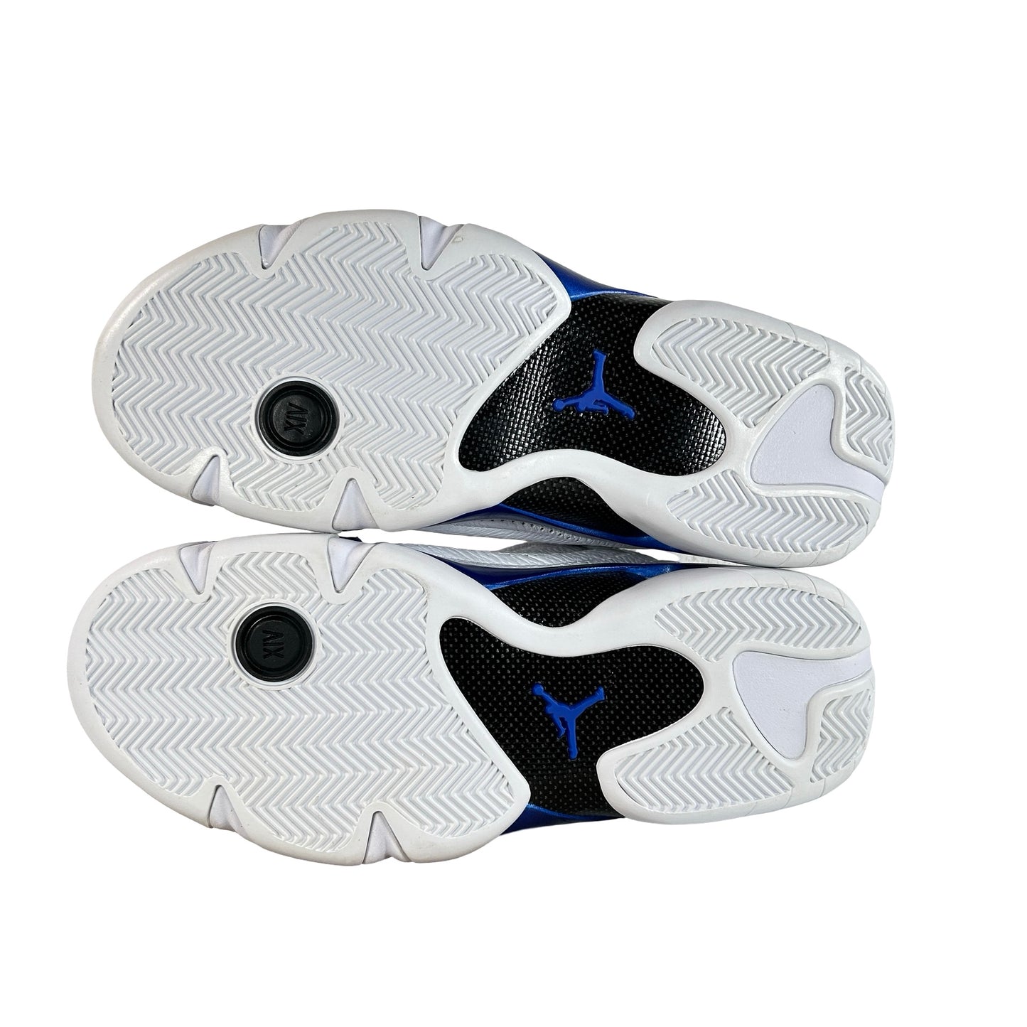 487471 104 Jordan 14 Retro White Hyper Royal - 9 M (Yellowing)