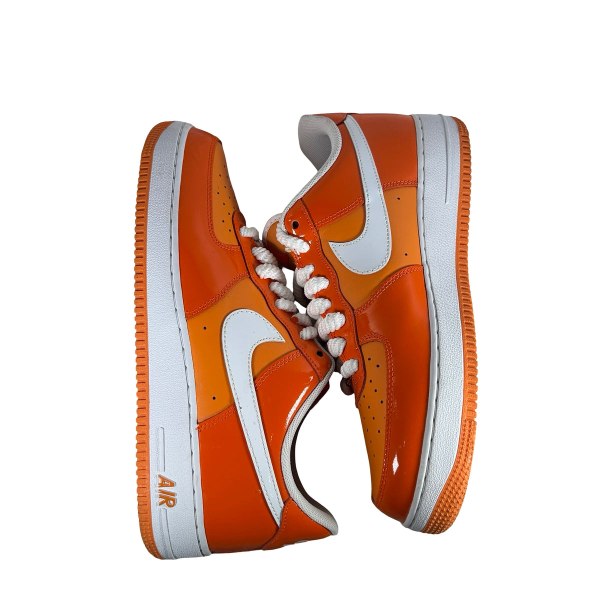HV9405 800 Nike Air Force 1 Low '07 Orange White Patent [USED] - 11.5 M (Used)
