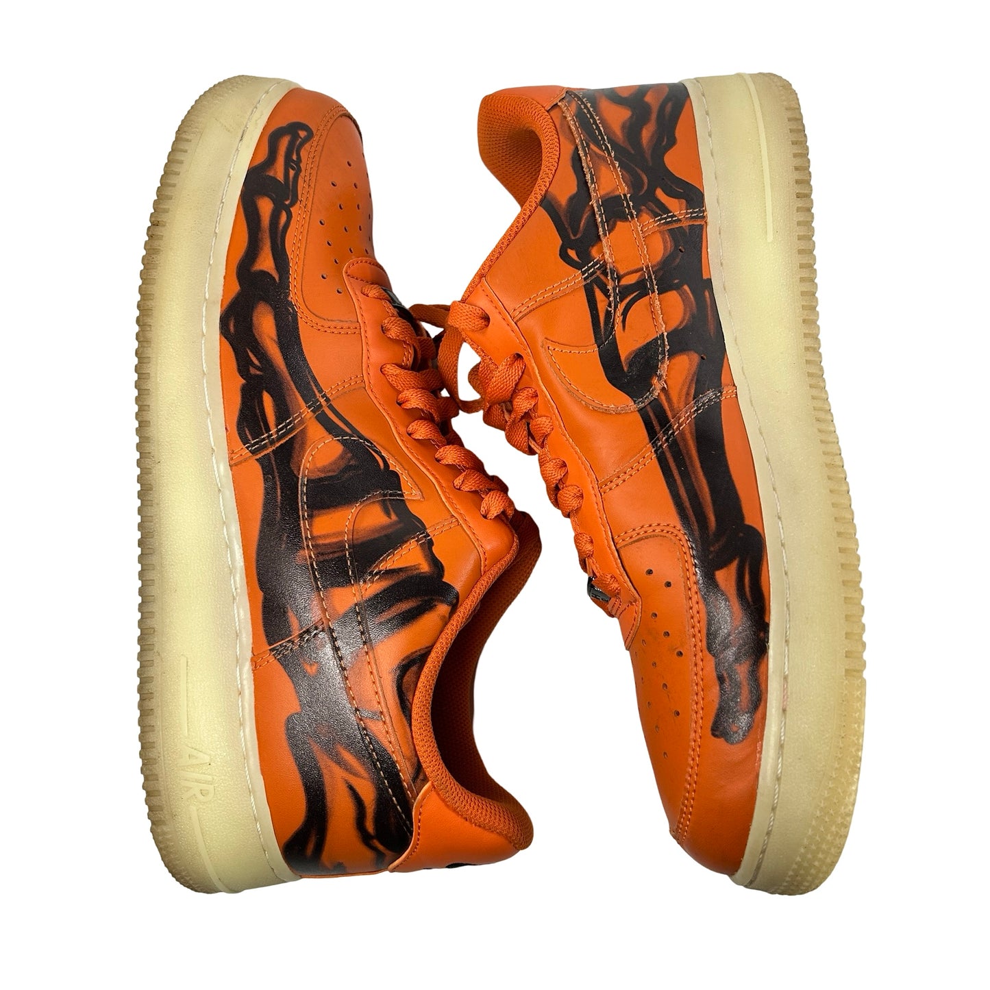 CU8067 800 Nike Air Force 1 Low Orange Skeleton Halloween [USED] - 10.5 M (Used) (No Box)