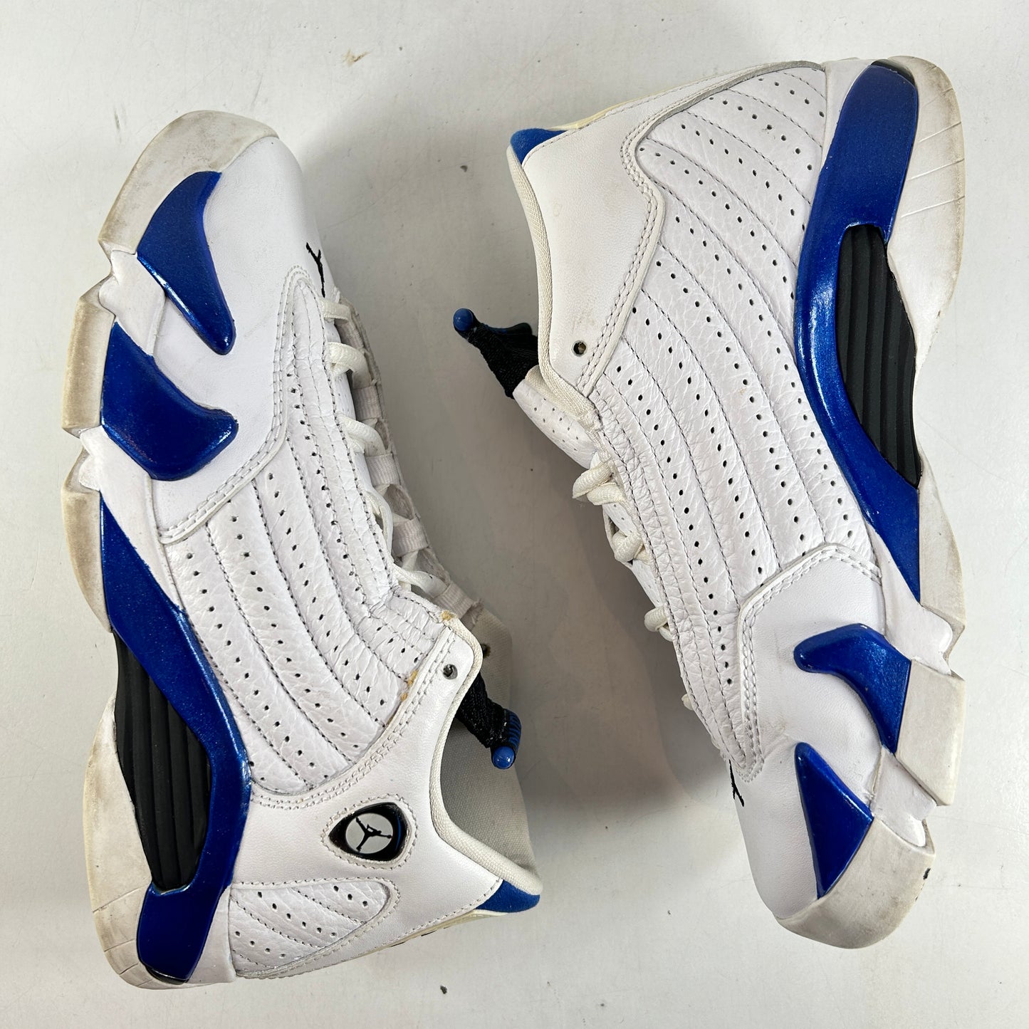 487524 104 Jordan 14 Retro White Hyper Royal (GS) [USED] - 4 Y (Used)