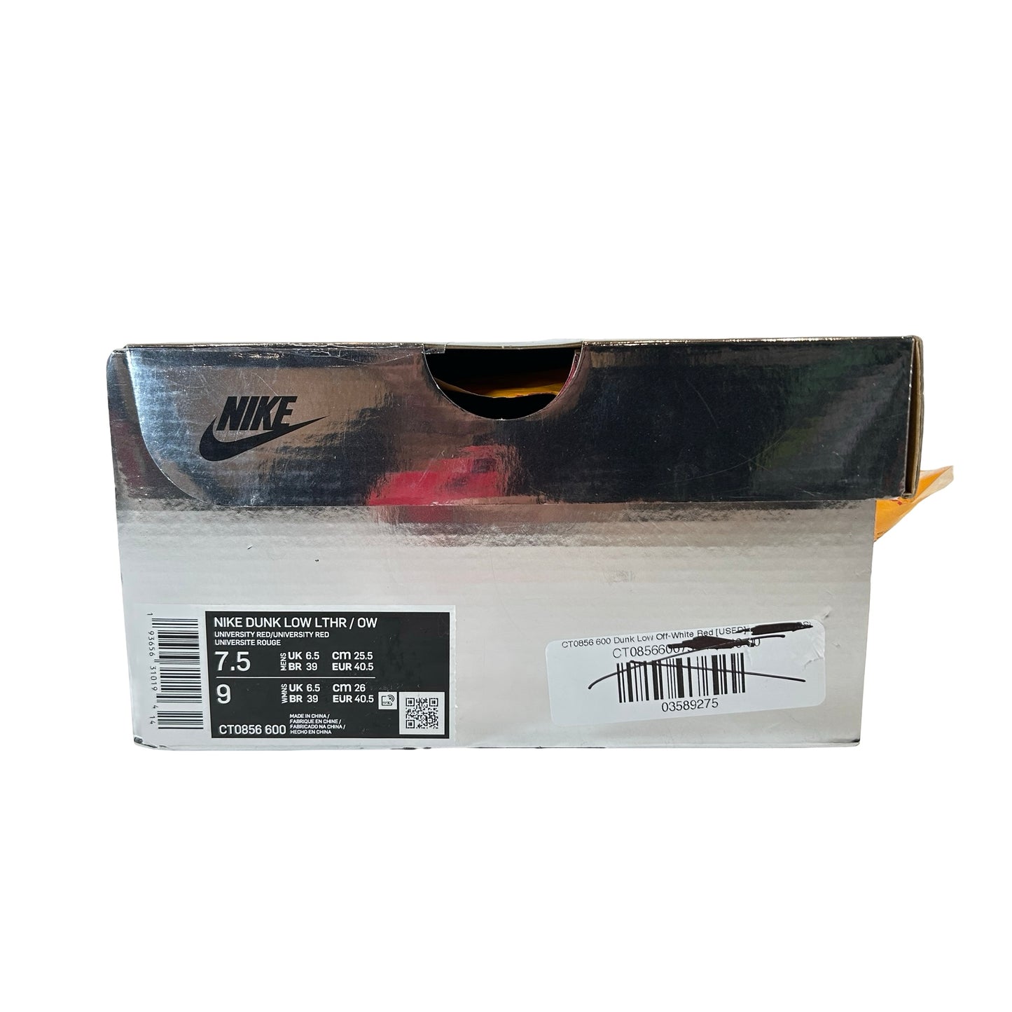 CT0856 600 Dunk Low Off-White Red [USED] - 7.5 M (Used)