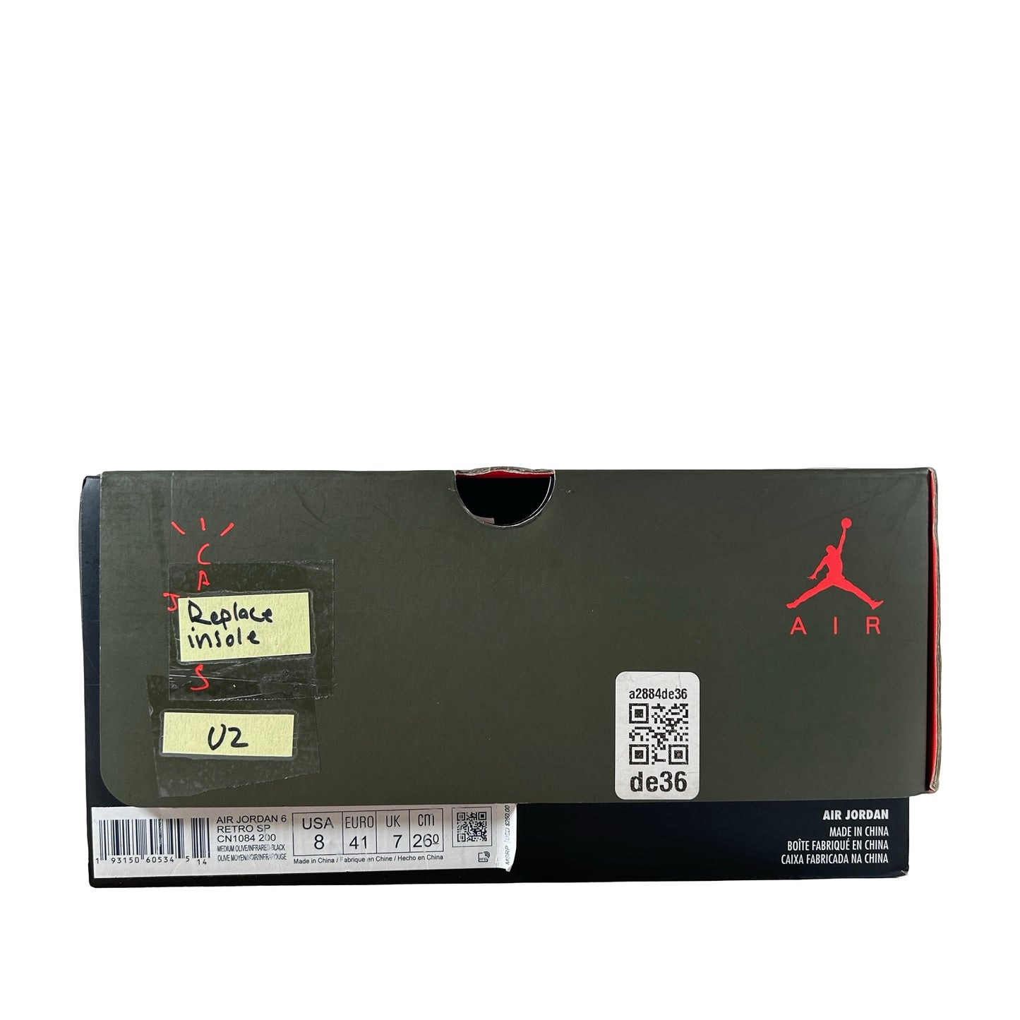 CN1084 200 Jordan 6 Retro Travis Scott [USED] - 8 M (Used2) (Replace Insoles)