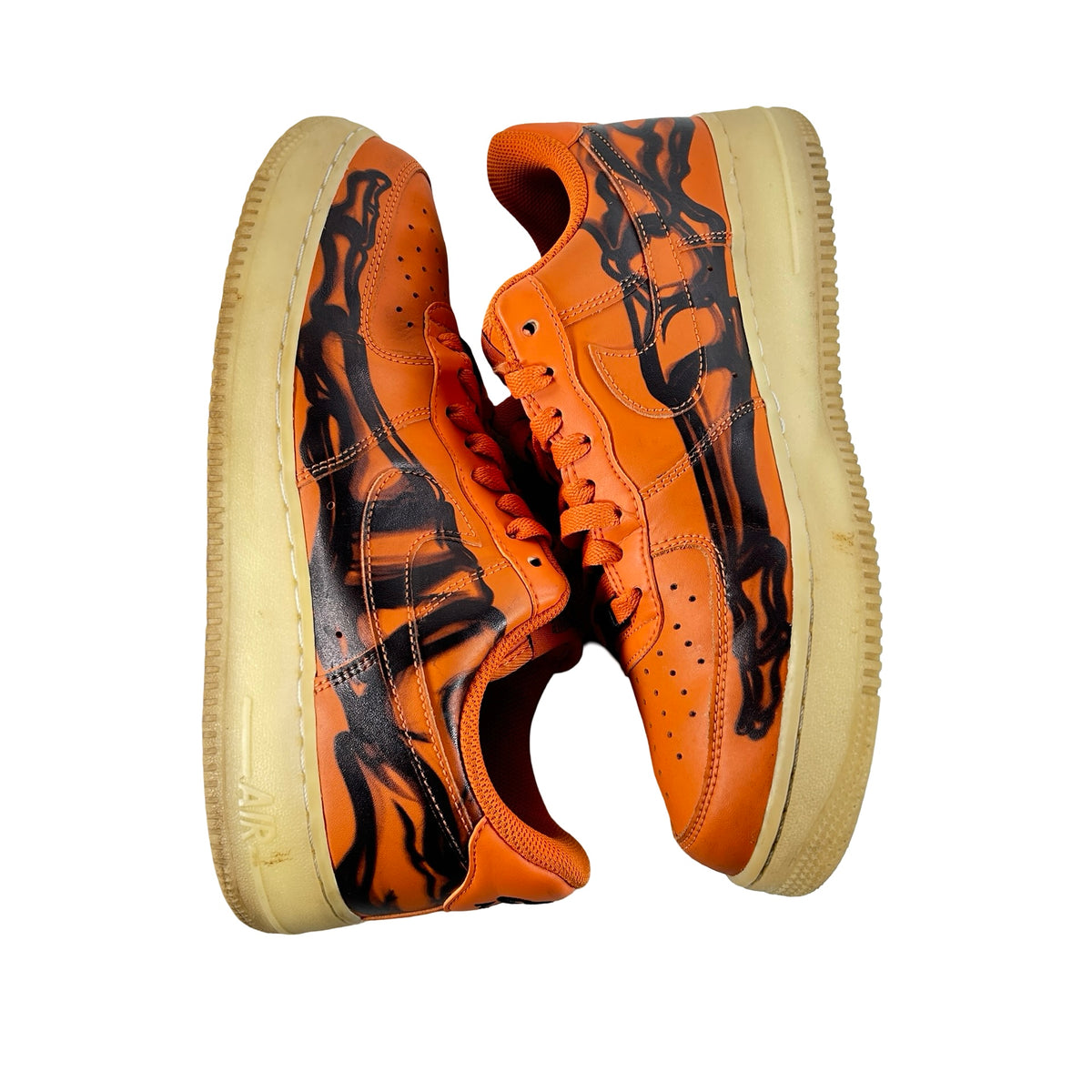 CU8067 800 Nike Air Force 1 Low Orange Skeleton Halloween [USED] - 9 M (Used) (No Box)