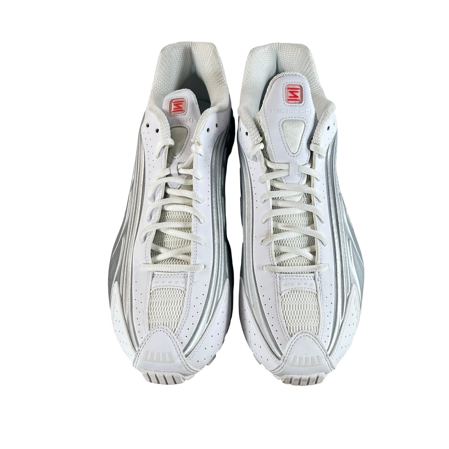HQ1988 101 Nike Shox R4 White Bright Crimson Metallic Silver [USED] - 13 M (Used) (No Box)