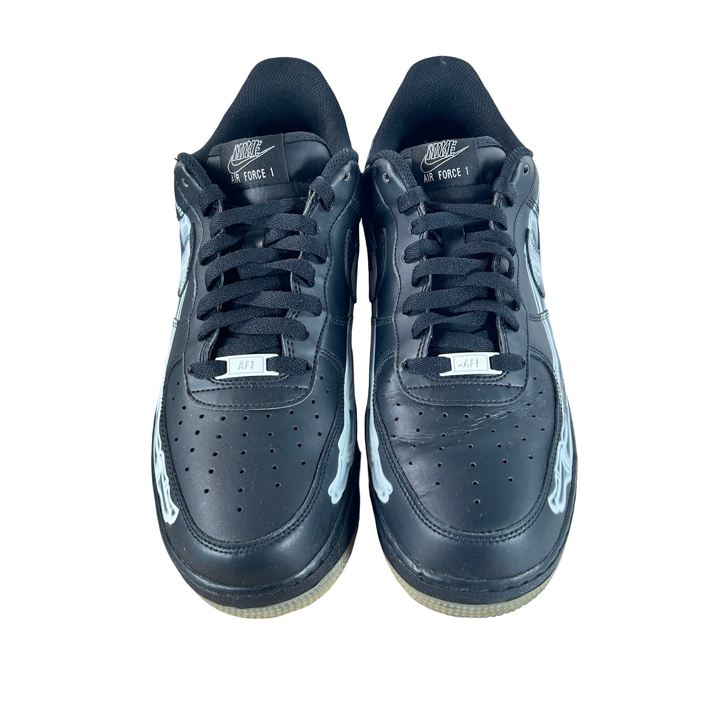 BQ7541 001 Nike Air Force 1 Low Black Skeleton Halloween (2019) [USED] - 12 M (Used)