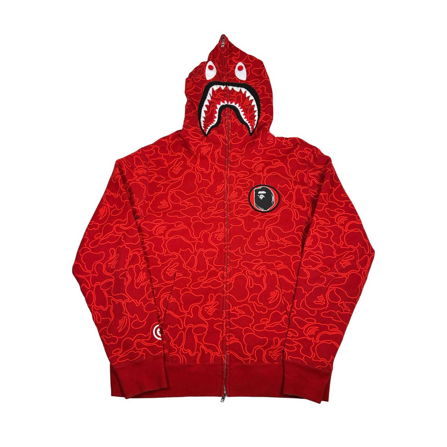 BAPE 30th Anniversary Line Camo Shark Full Zip Hoodie Red [USED] - XL (Used)