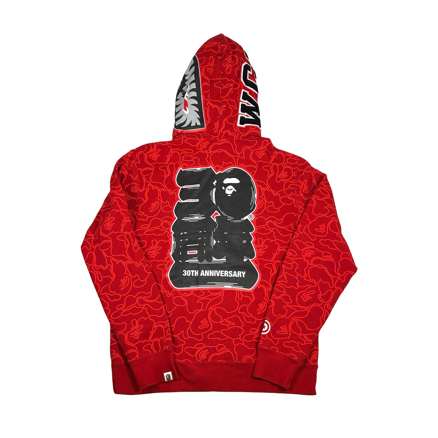 BAPE 30th Anniversary Line Camo Shark Full Zip Hoodie Red [USED] - XL (Used)
