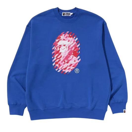 BAPE ABC Camo Ape Head Relaxed Fit Crewneck Sweatshirt Blue [USED] - XL (Used)