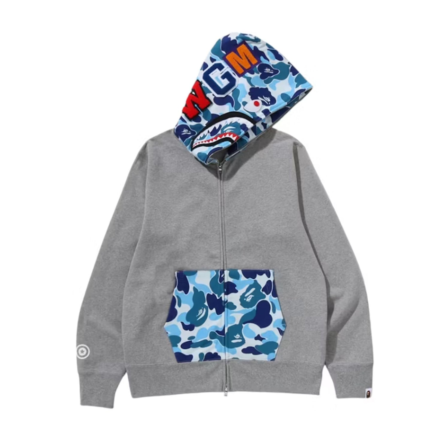 BAPE ABC Camo Shark Full Zip Hoodie Gray