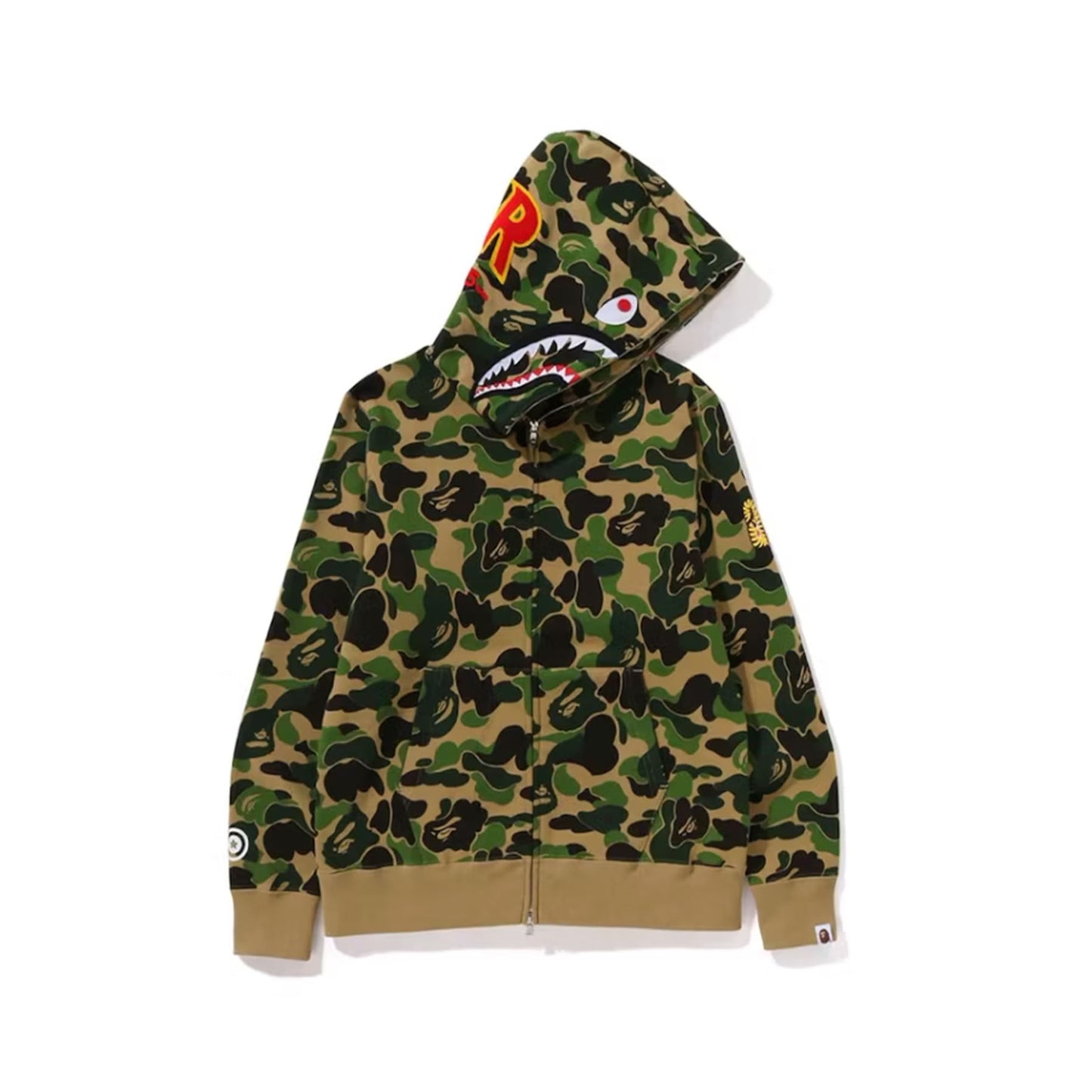 BAPE ABC Camo Shark PONR Full Zip Hoodie Green [USED] - M (Used)