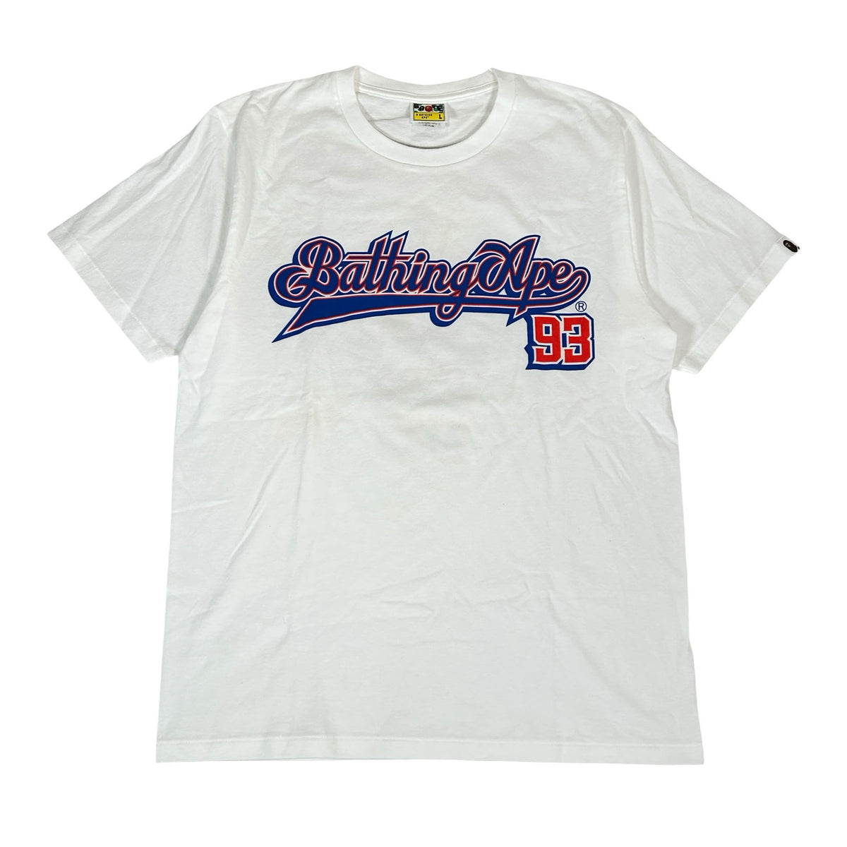 BAPE Baseball Logo Tee White/Blue [USED] - L (Used)