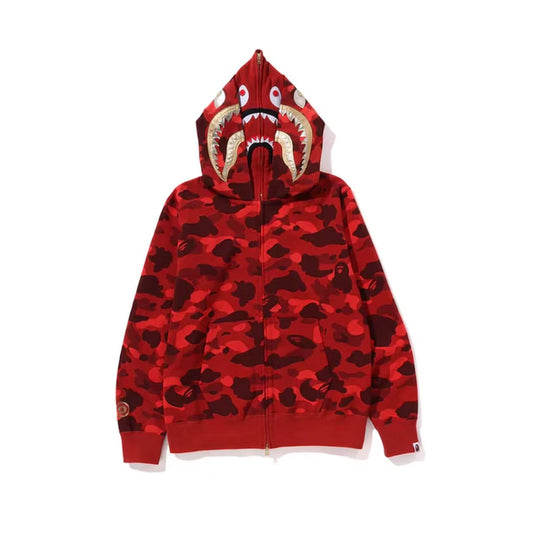 BAPE Color Camo Double Shark Full Zip Hoodie (SS24) Red [USED] - 2XL (Used)
