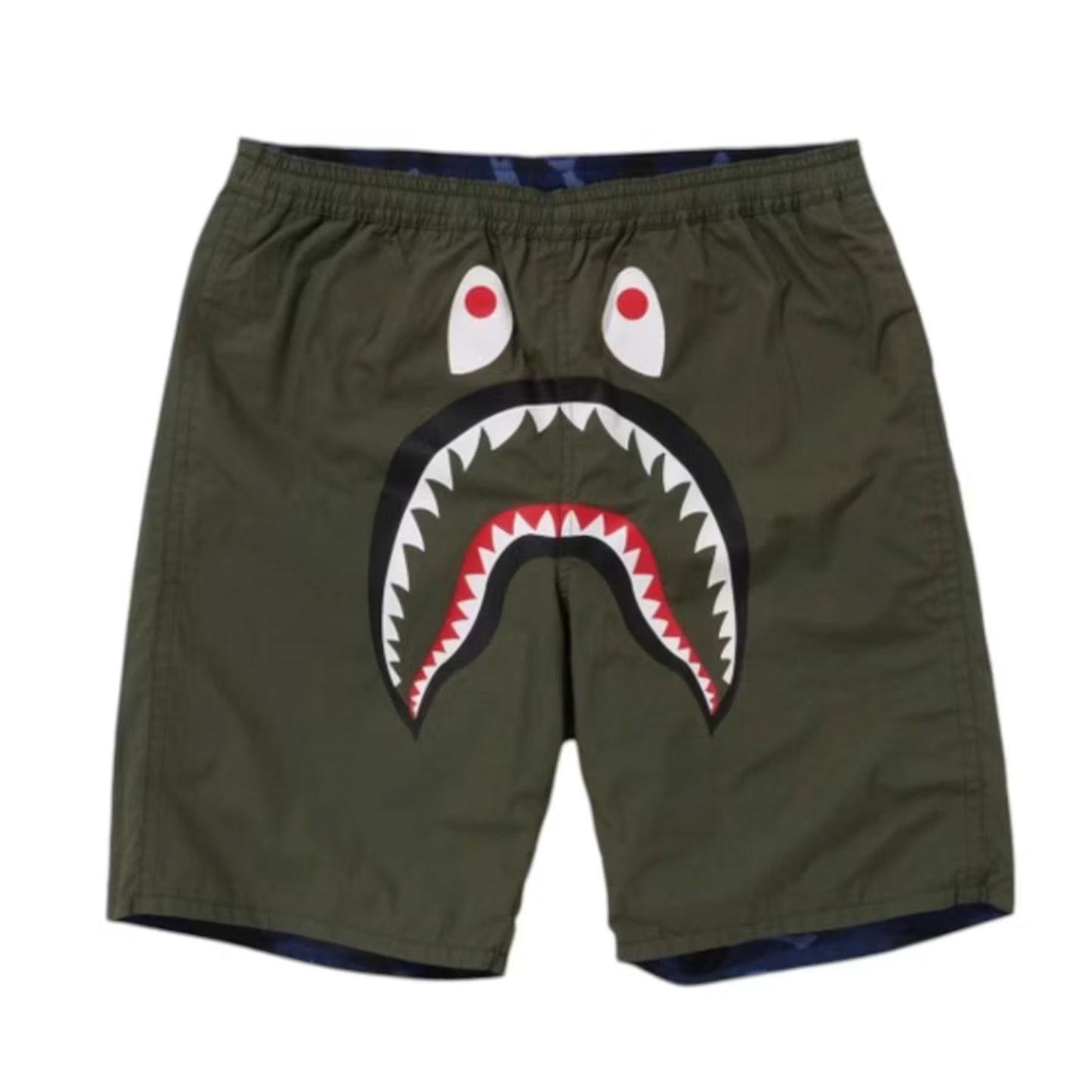 BAPE Color Camo Shark Reversible Shorts Navy Olive