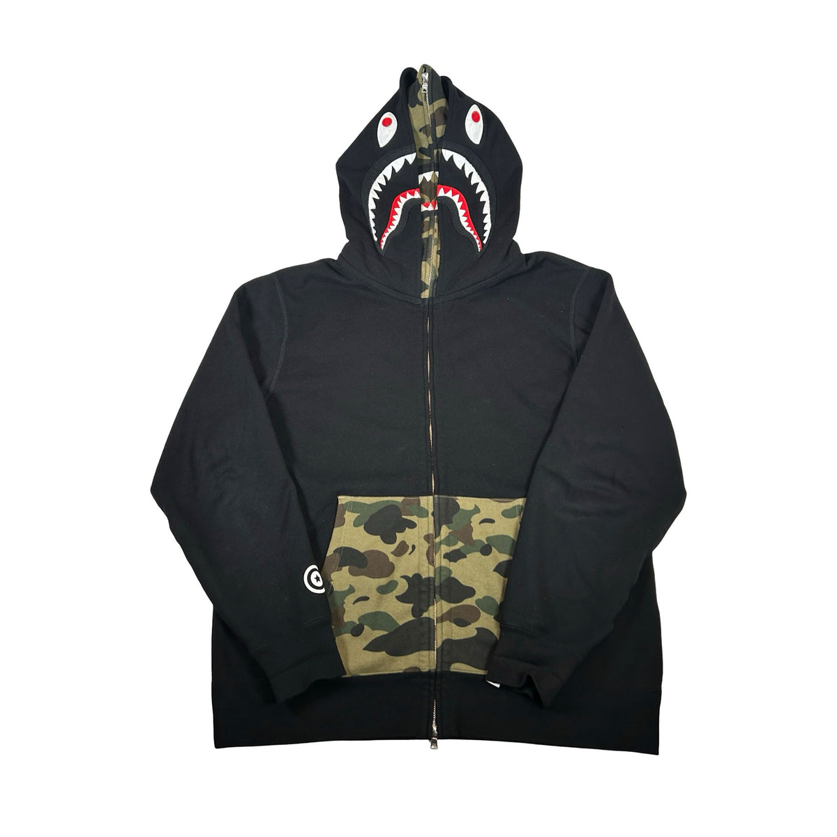 BAPE 1st Camo Shark Full Zip Double Hoodie Black [USED] - XL (Used)