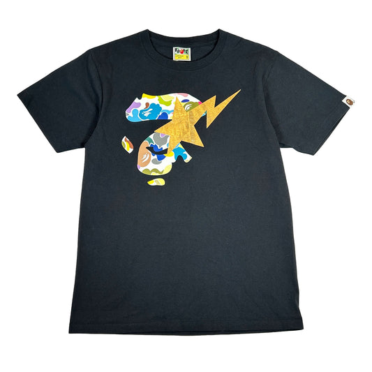 BAPE 1st Camo Ape Face Sta Tee Black Gold Multi [USED] - S (Used)