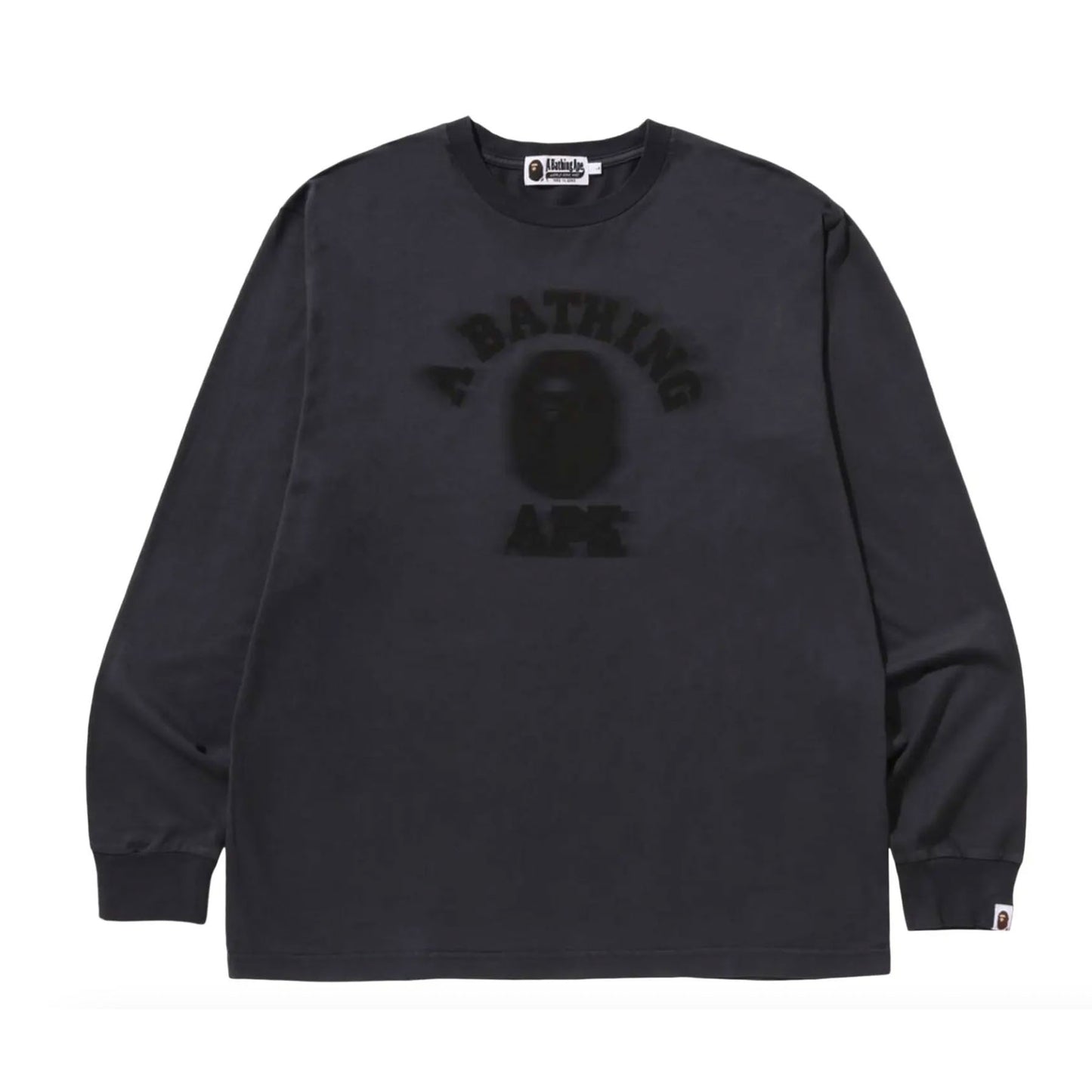 BAPE Garment Dye College Relaxed Fit Long-Sleeve Tee Charcoal