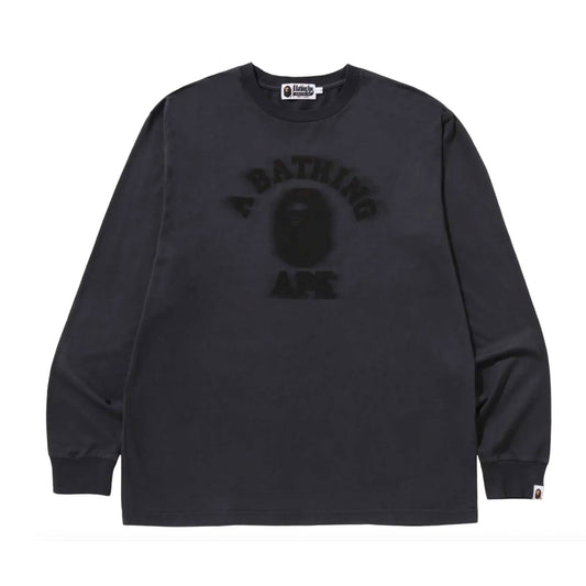BAPE Garment Dye College Relaxed Fit Long-Sleeve Tee Charcoal