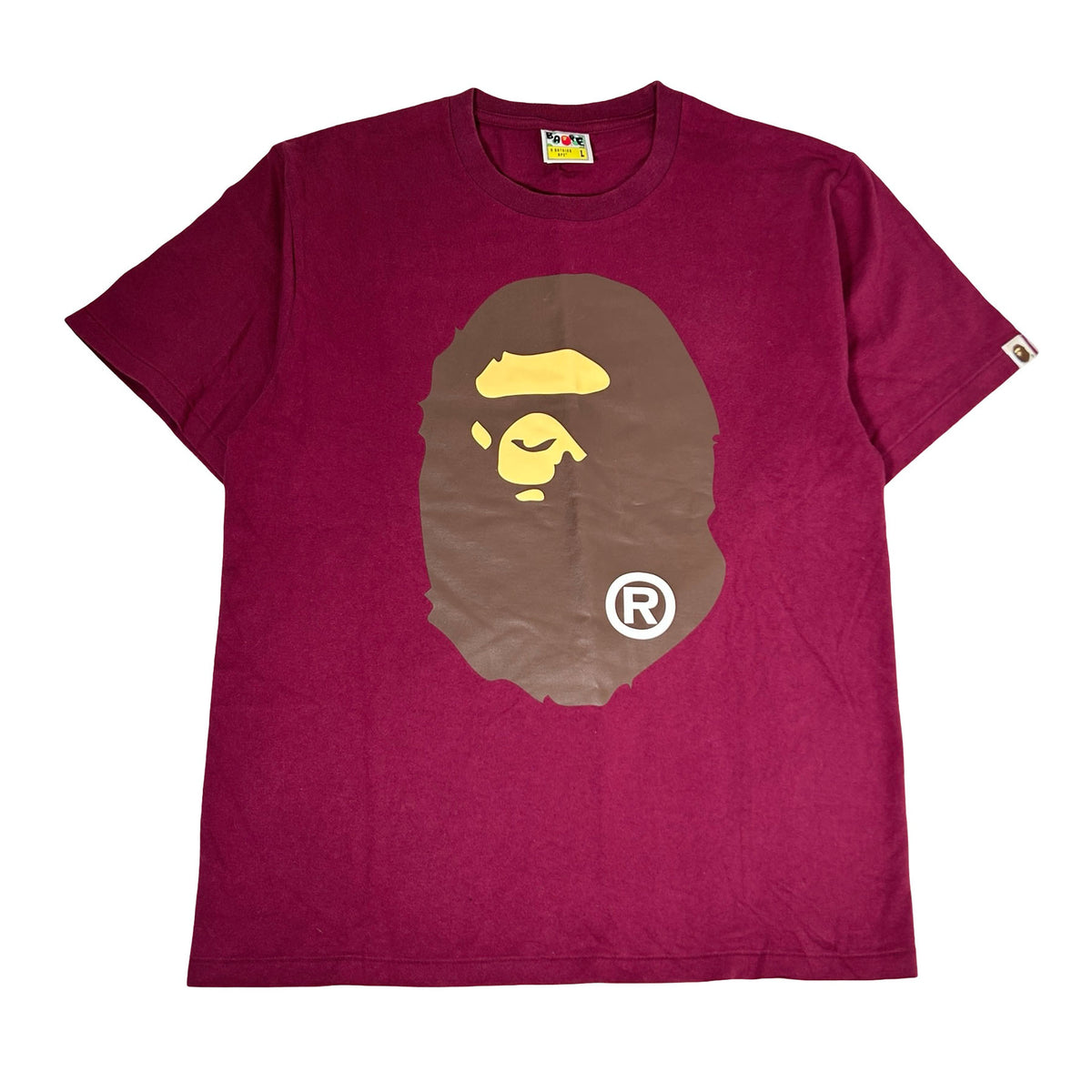 Bape Big Head Bape Tee Burgendy [USED] - L (Used)