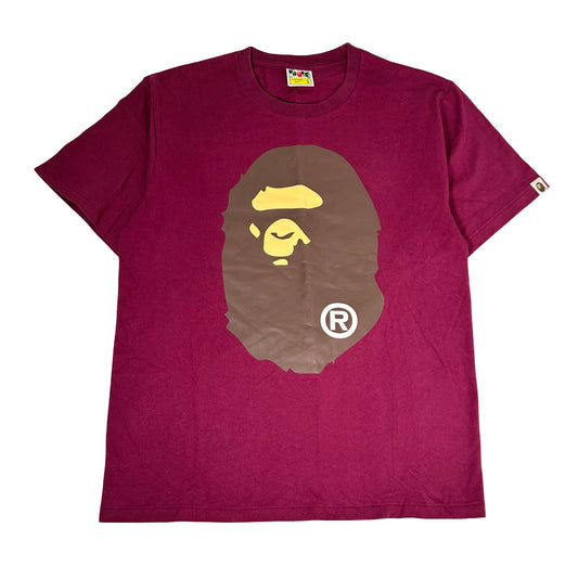 Bape Big Head Bape Tee Burgendy [USED] - L (Used)