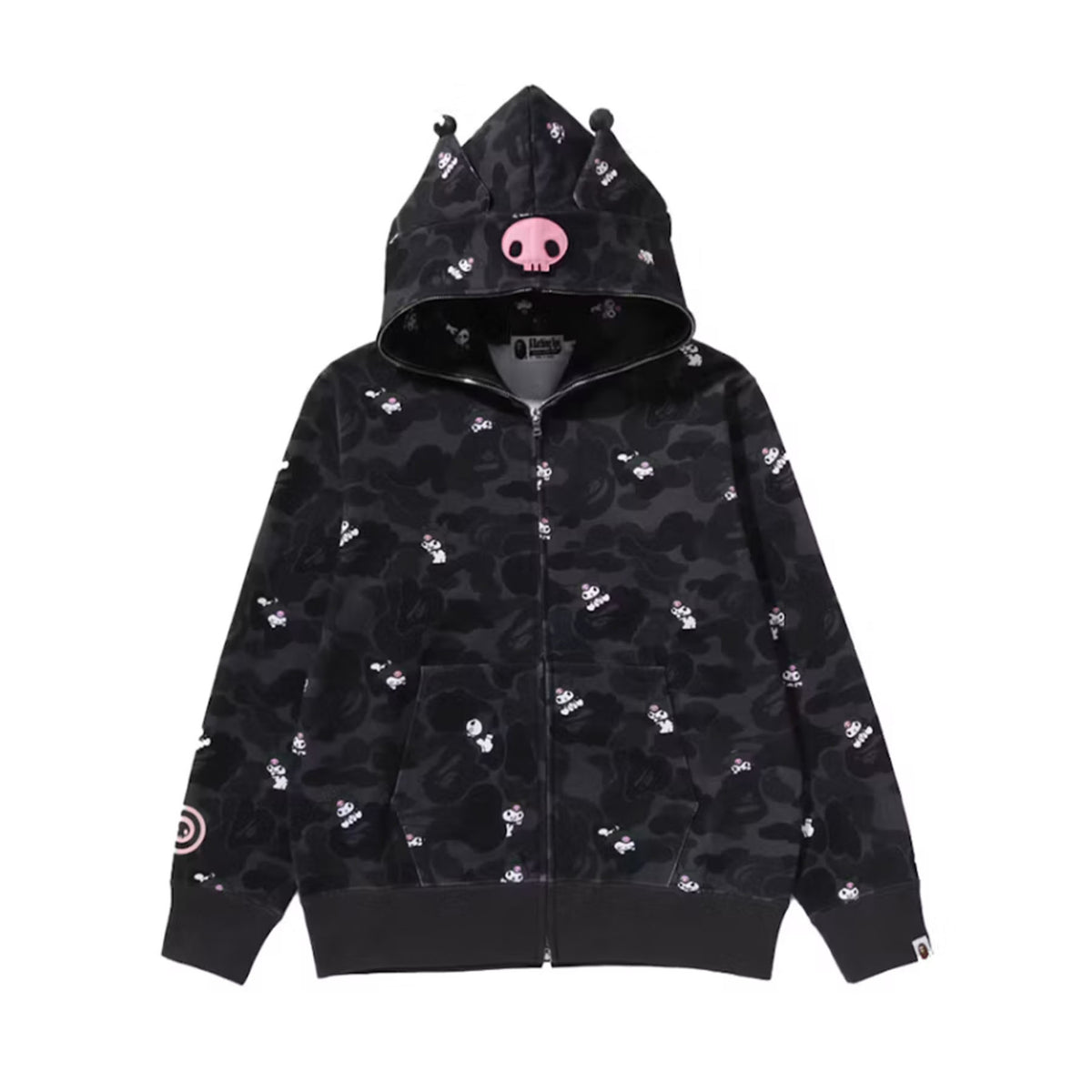 BAPE x Sanrio Characters Kuromi Camo Full Zip Hoodie (Ladies) Black