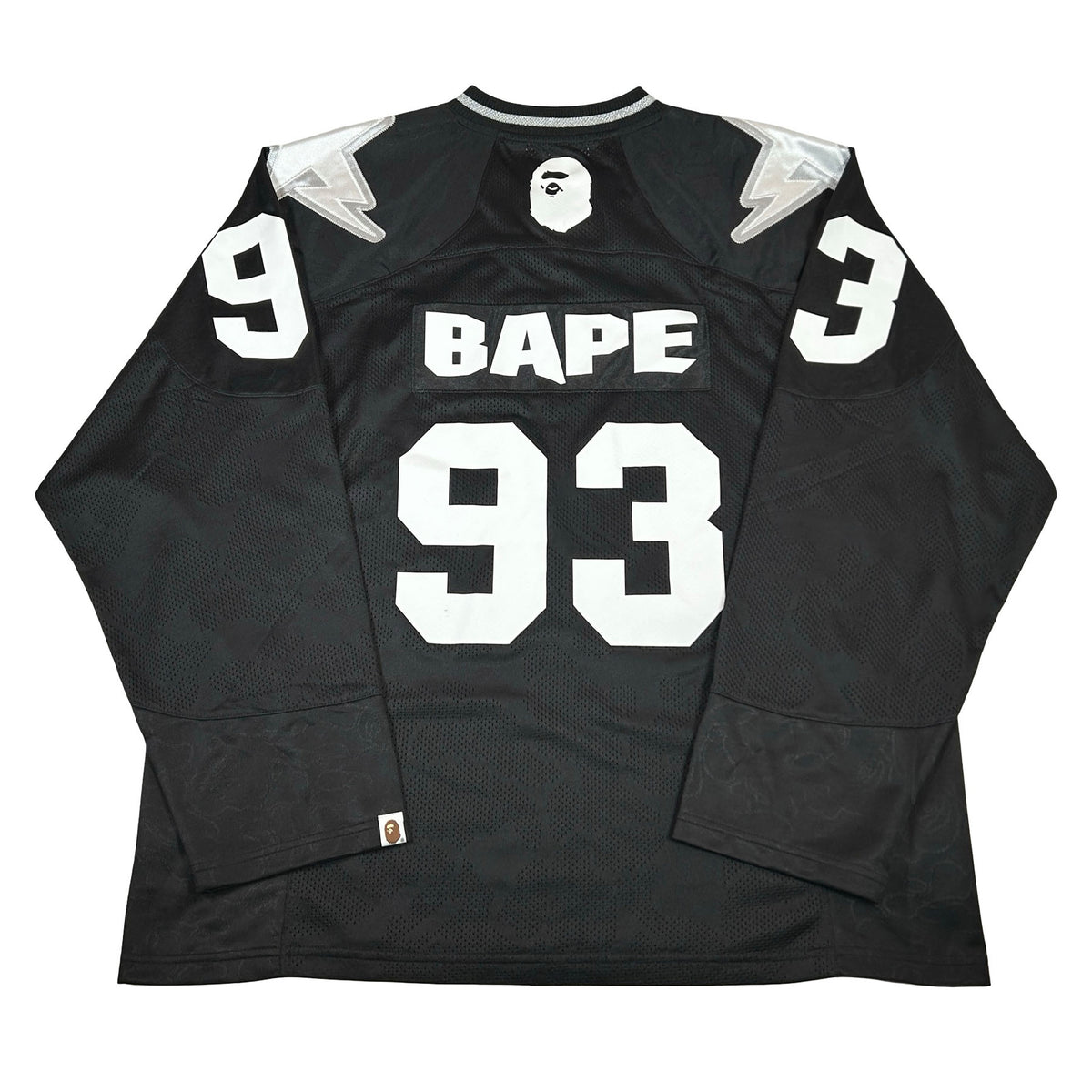 BAPE Line Camo Multi Logo Cropped Fit Football Jersey Black [USED] - XL (Used)