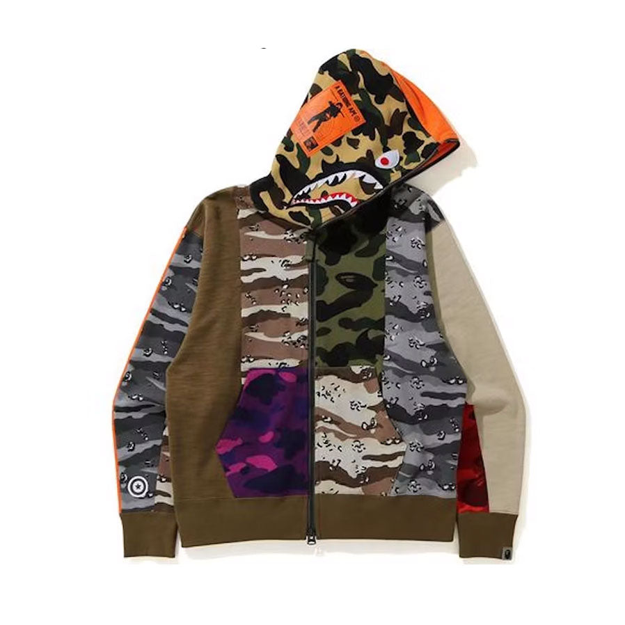 BAPE Crazy Camo Mad Shark Relaxed Full Zip Hoodie Multi [USED] - XXL (Used)