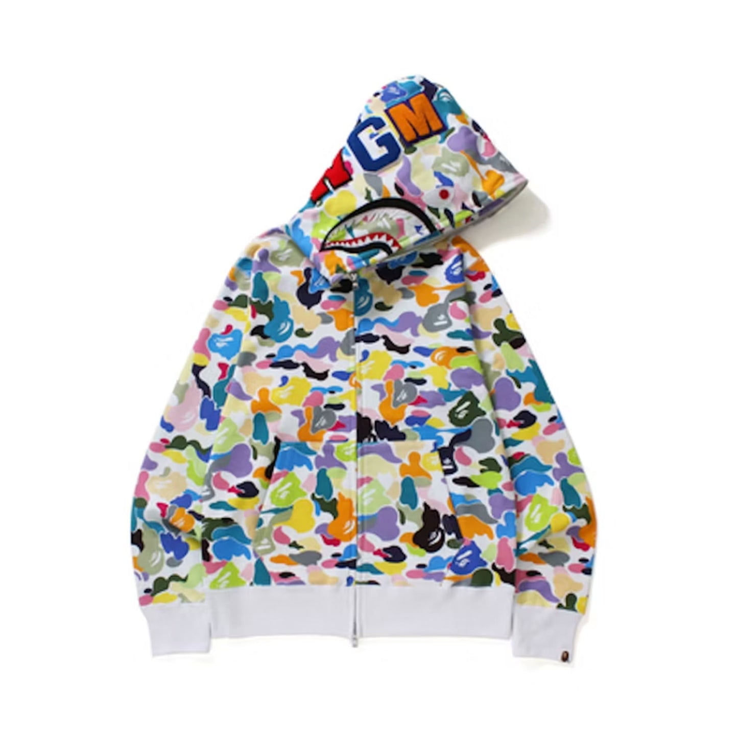 BAPE Multi Camo Shark Full Zip Hoodie White [USED] - L (Used)