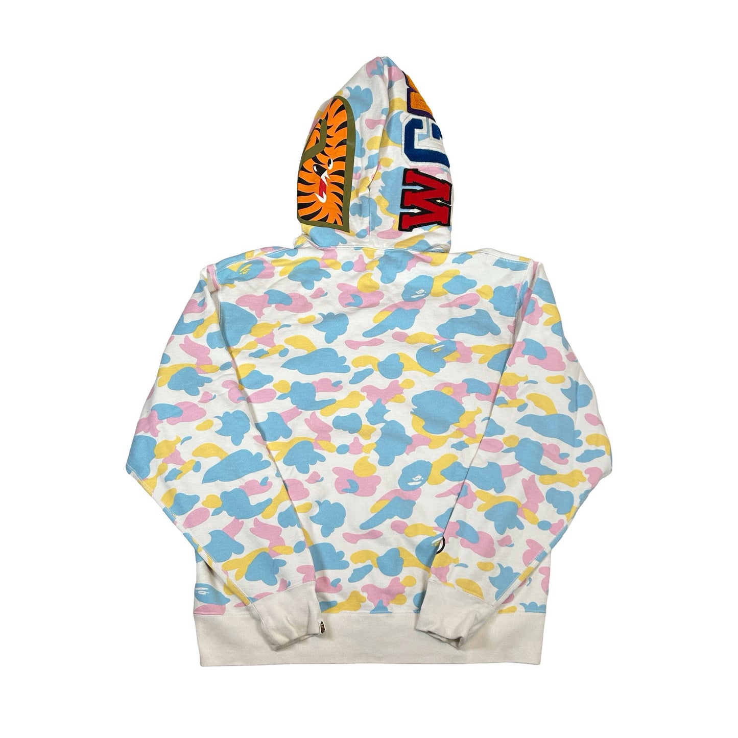 BAPE New Multi Camo Shark Relaxed Full Zip Hoodie White [USED] - L (Used)