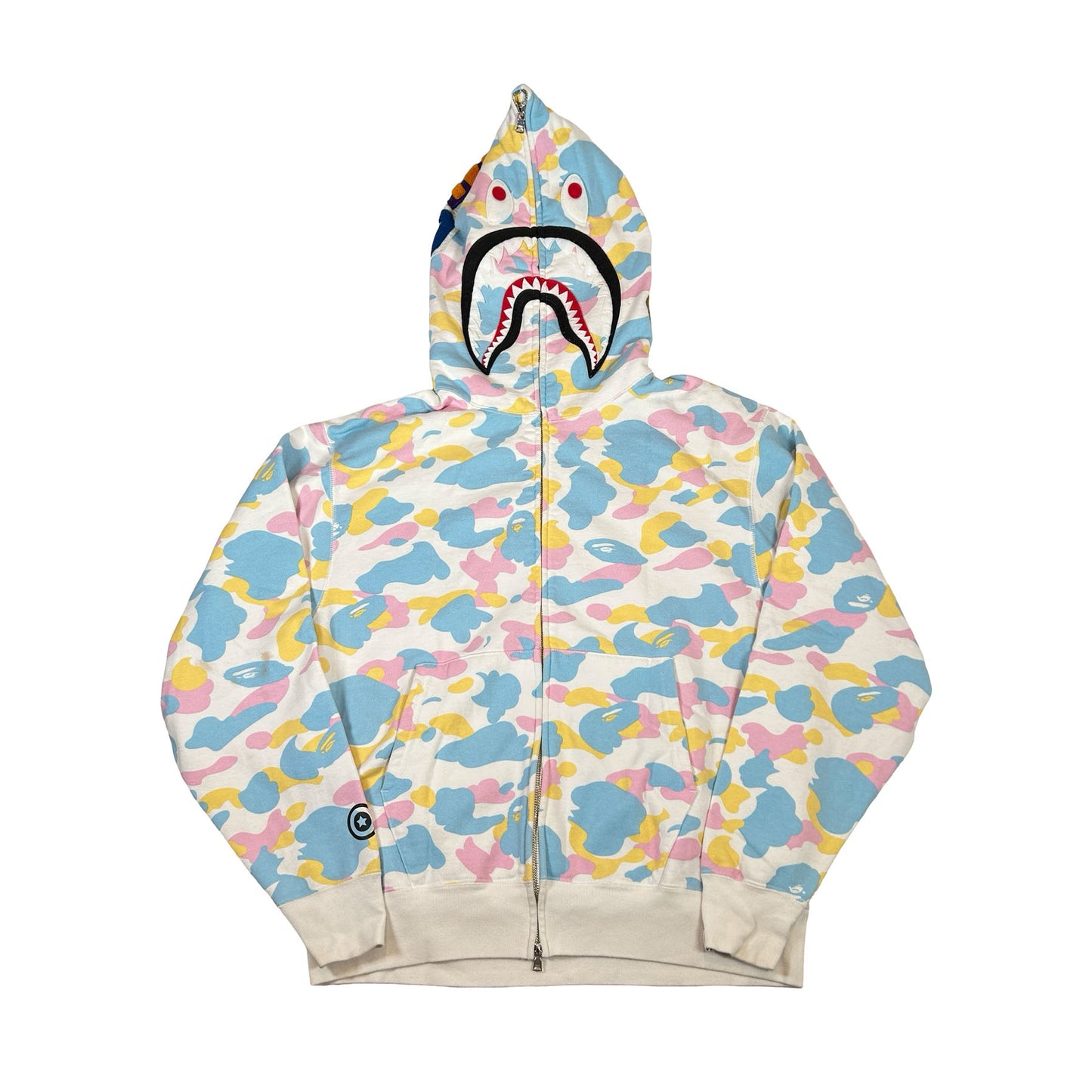 BAPE New Multi Camo Shark Relaxed Full Zip Hoodie White [USED] - L (Used)